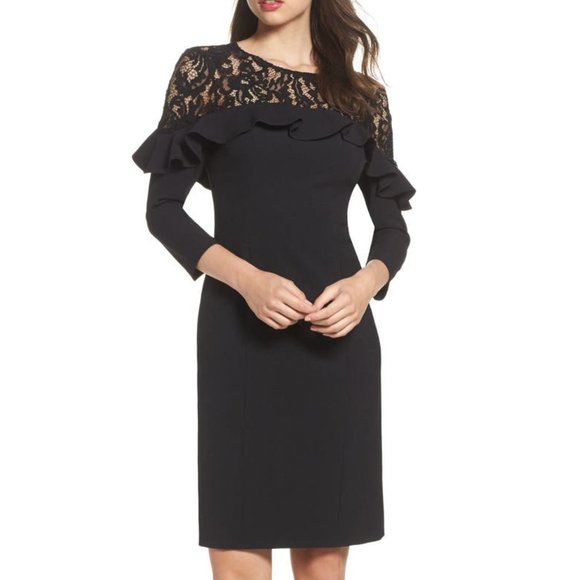 Eliza J | Dresses | Eliza J Cocktail Lace Yoke Sheath Dress Size | Poshmark